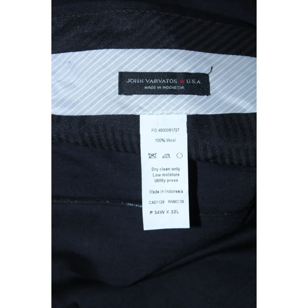 John Varvatos Men's Size 34 Black Wool Business Formal Dress Pants - Picture 6 of 8